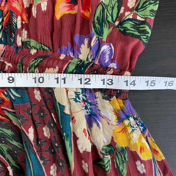 Gypsy Love Dress Women Large Floral Tiered Boho Summer Flowy Sundress Tie Waist - Picture 12 of 13